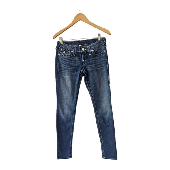 TRUE RELIGION Jeans Y2K SKINNY Flap Pocket Stretch LOW Rise Zip Fly 27 - Picture 1 of 6